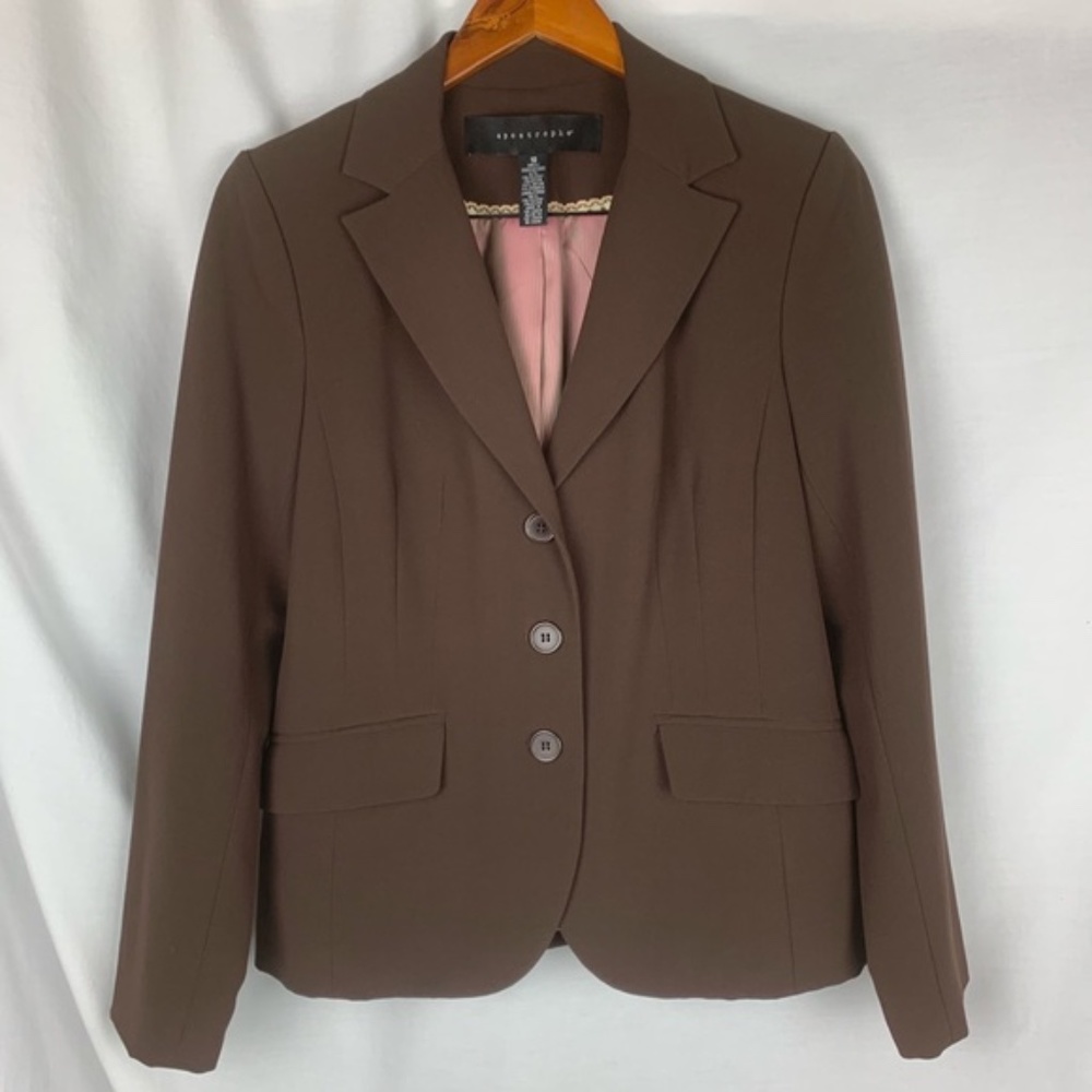 Apostrophe Three Button Brown Blazer/Jacket, 10 - image 2